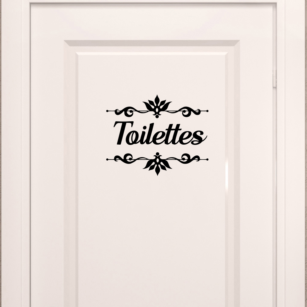 Vinyl Floor Plank - Toilette française avec fleur, autocollant HODoor,