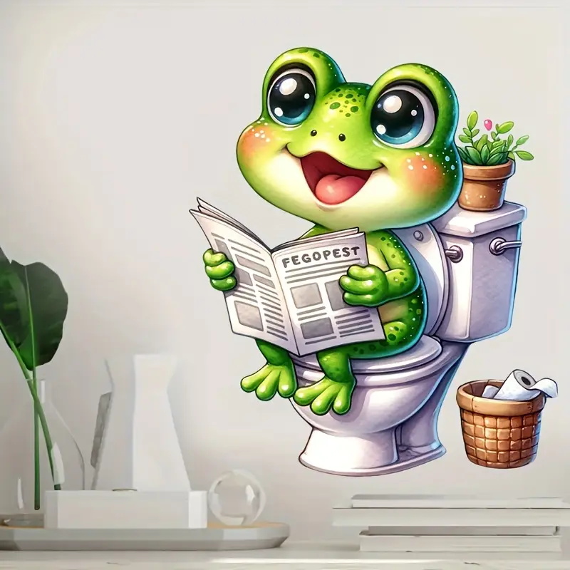 Grenouille sur toilettes lectu - Vinyl Floor Plank avis et prix